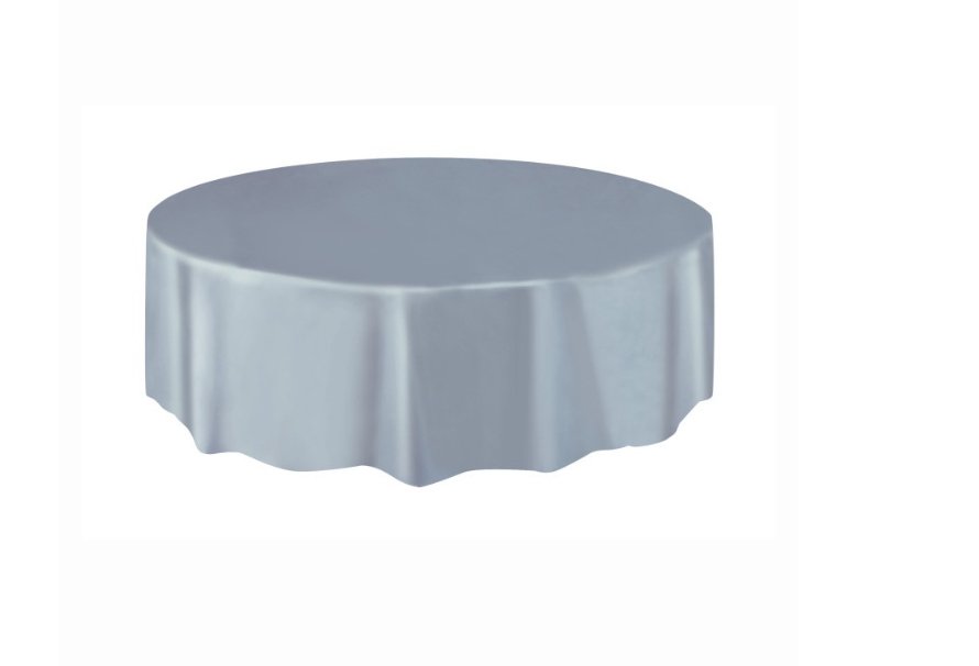 Nappe De Plastique Ronde 84" - Argent Party Shop