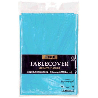 Nappe De Plastique Ronde 84" Bleu Caraïbe Party Shop