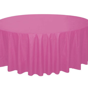 Nappe De Plastique Ronde 84" - Rose Chaud Party Shop