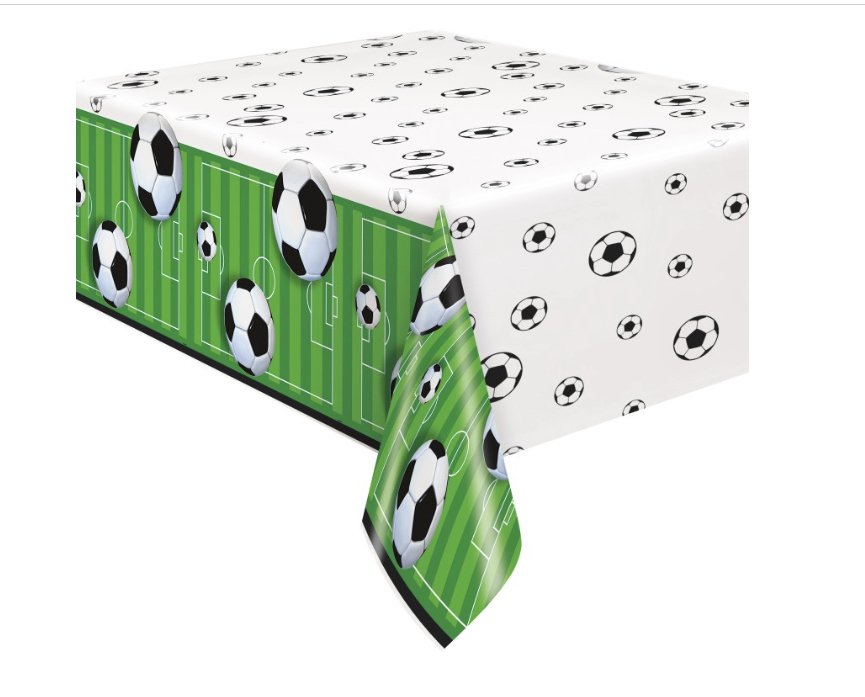 Nappe de table de rectangulaire en plastique 3D 54" x 84" - Soccer Party Shop