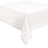Unique - Nappe en Aluminium 54X 84po - Blanc pois Or et Argent - Party Shop