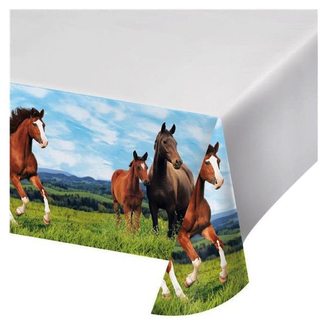 Nappe En Plastique (54" X 102") - Cheval & Poney - Party Shop