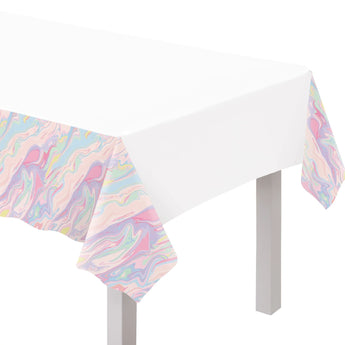 Nappe En Plastique 54" X 102" - Pastel Marbré Party Shop