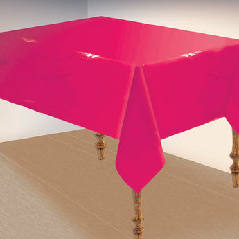 Nappe En Plastique 54 X 108 - Rose Foncé Métallique Party Shop