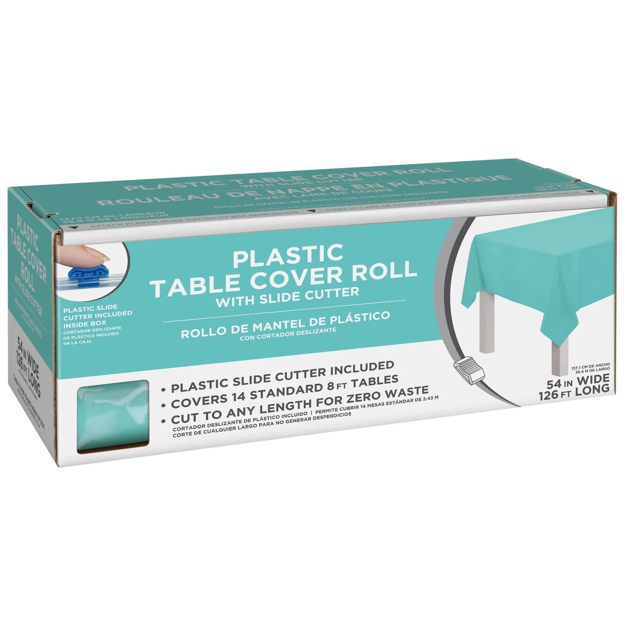 Nappe En Plastique 54Po X 126Ft Avec Lame De Coupe - Turquoise Party Shop