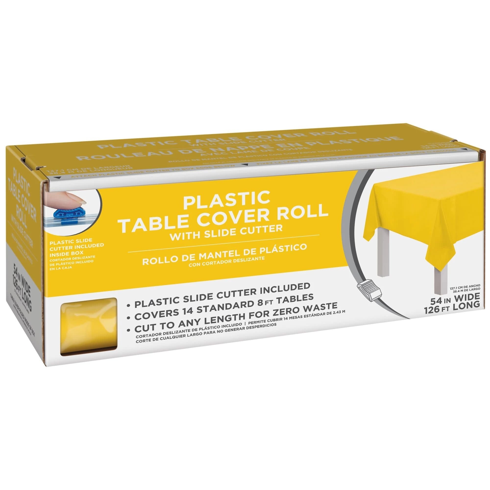 Nappe En Plastique Avec Lame De Coupe - Jaune Party Shop