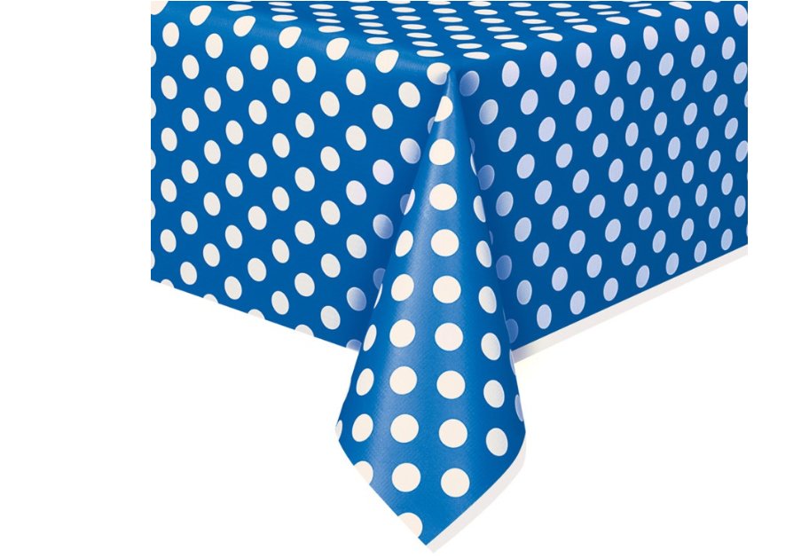 Nappe rectangulaire en plastique 54" x 108" - pois Bleu Party Shop