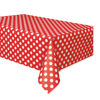 Nappe rectangulaire en plastique 54" x 108" - pois rouges rubis Party Shop