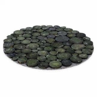 ATTITUDE IMPORTS - Napperon Rond 12Po - Feutrine Et Bois Vert - Party Shop