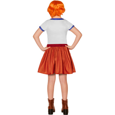 Child wearing official One Piece Nami costume – includes dress, belt, and ring accessory, perfect for Halloween or anime cosplay events