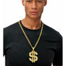 KBW Global - Oversized gold dollar sign chain necklace. Flashy hip-hop bling accessory for Halloween, rapper costumes, 80s 90s parties, concerts and bold statement looks - Party Shop