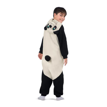 MOM - Child panda costume kigurumi with hood and tail – cute and comfy animal outfit for kids 7 to 12 years – perfect for Halloween, carnival, cosplay or pajama party – Party Shop