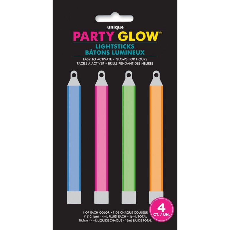 Paquet De 4 Bâtons Lumineux 4Po - Assorties Party Shop