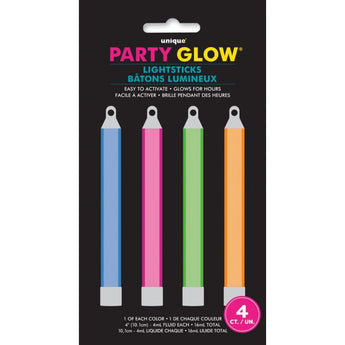 Paquet De 4 Bâtons Lumineux 4Po - Assorties - Party Shop