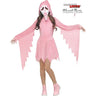 Pastel pink sparkle Ghost Face® costume for kids with glitter hooded dress and matching shiny mask – cute and scary Halloween outfit for girls - FunWorld - Party Shop