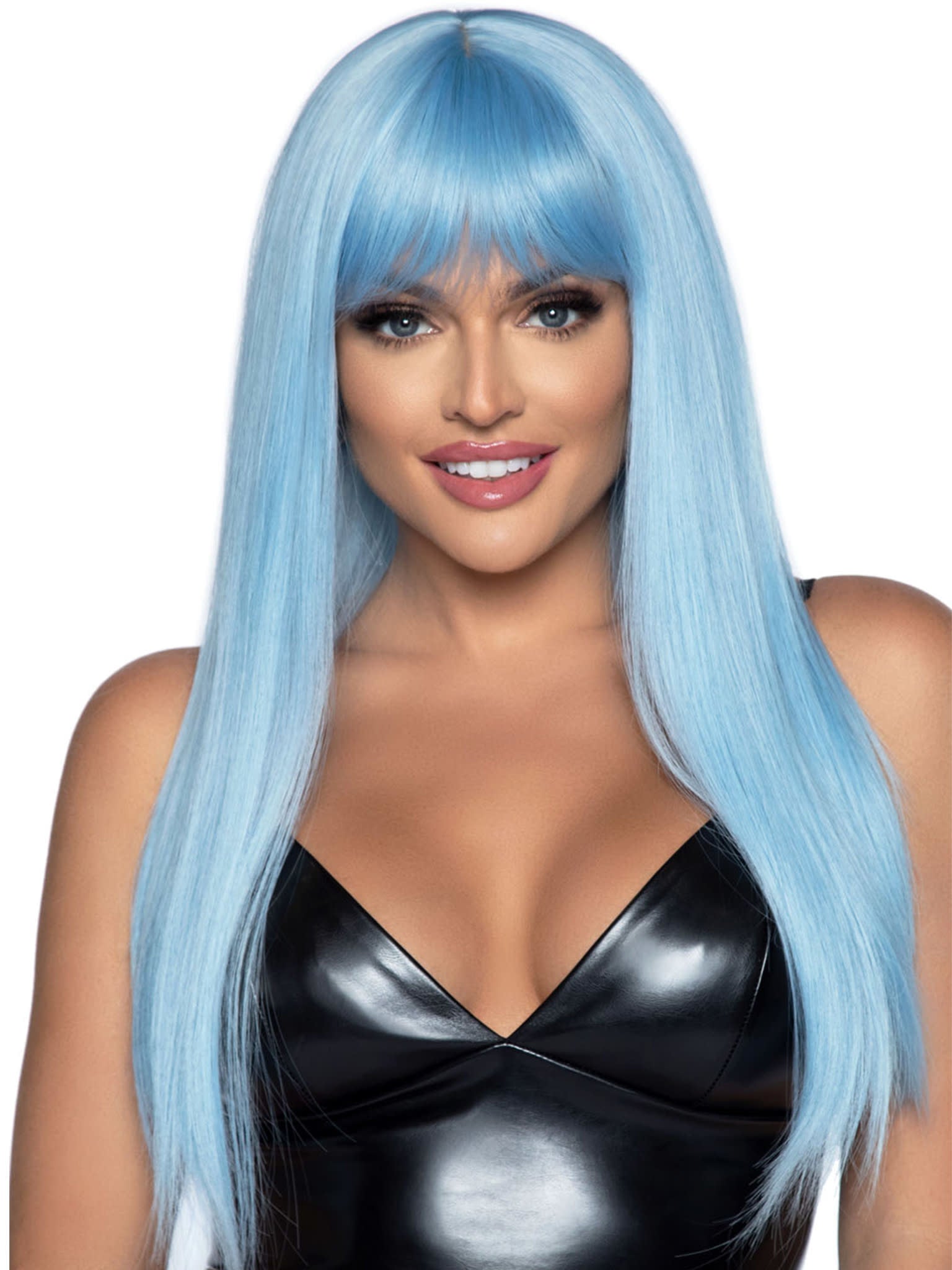 Perruque Adulte Longue Lisse - Bleu Party Shop