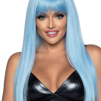 Perruque Adulte Longue Lisse - Bleu Party Shop