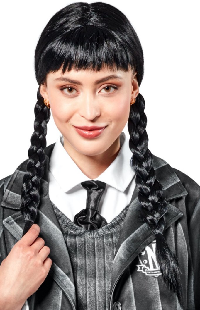 Perruque Adulte - Mercredi Addams Party Shop