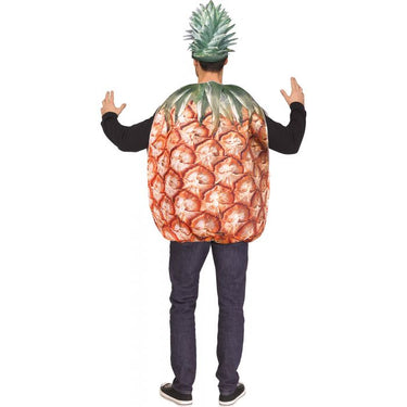 Pineapple adult costume with printed yellow tunic and green leafy hat – lightweight and fun fruit outfit for Halloween or tropical-themed parties- FunWorld - Party Shop