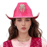 KBW Global -Pink cowgirl hat with sparkling heart gemstone and pearl accents. Perfect for Valentine’s Day, Barbie parties, bachelorette events, western themes and festivals - Party Shop