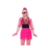 KBW Global - Pink neon 80s costume kit with headband, fishnet gloves, tutu skirt, fishnet top, stockings, retro glasses and layered necklaces – fun retro outfit for Halloween, dance parties or throwback events – Party Shop