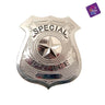 MOM - Adult police badge metal 7x6 cm. Realistic policeman accessory to complete a police costume for Halloween, carnival, cosplay or themed party. - Party Shop