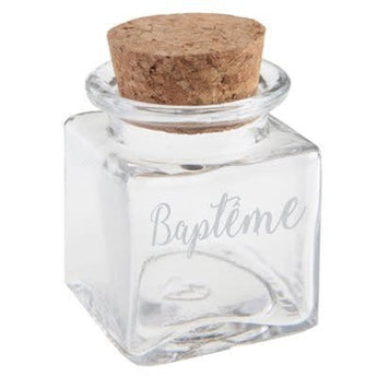 Pot Carré Baptême Transparent 4 X 4 X 6 Cm Party Shop