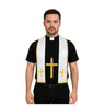 KBW global - Deluxe Priest Costume Kit for adults with clerical collar, cross necklace and gold-trimmed stole. Perfect for Halloween, church plays and themed parties - Party Shop