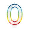 White birthday candle with rainbow border – festive cake decoration for kids’ parties, baby showers, and colorful celebrations - Unique - Party Shop