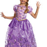 Rapunzel deluxe costume for kids – purple dress with character cameo. Perfect for Halloween, Disney-themed parties, or dress-up play. - Party Shop