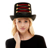 KBW Global - Ringmaster top hat with bold red ribbon and gold button accents – ideal for circus costumes, carnival cosplay, Halloween parties, and theatrical performances.- Party Shop