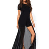 Leg Avenue - Robe Longue Fendu Extra-Fine Noire - Party Shop