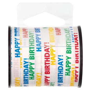 Ruban À Friser 50Yds - Happy Birthday Multicolore Party Shop
