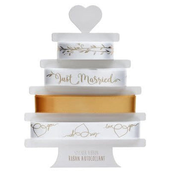 Ruban Just Married Métallisé Autocollant Or 15 Mm / 4 X 2 M Party Shop