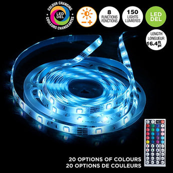 Ruban Lumineux Coupable 16,4 Pi Tech Lights™ Avec 150 Del/Fonctions/Ruban Adhésif 3M, Changement De Couleur Party Shop