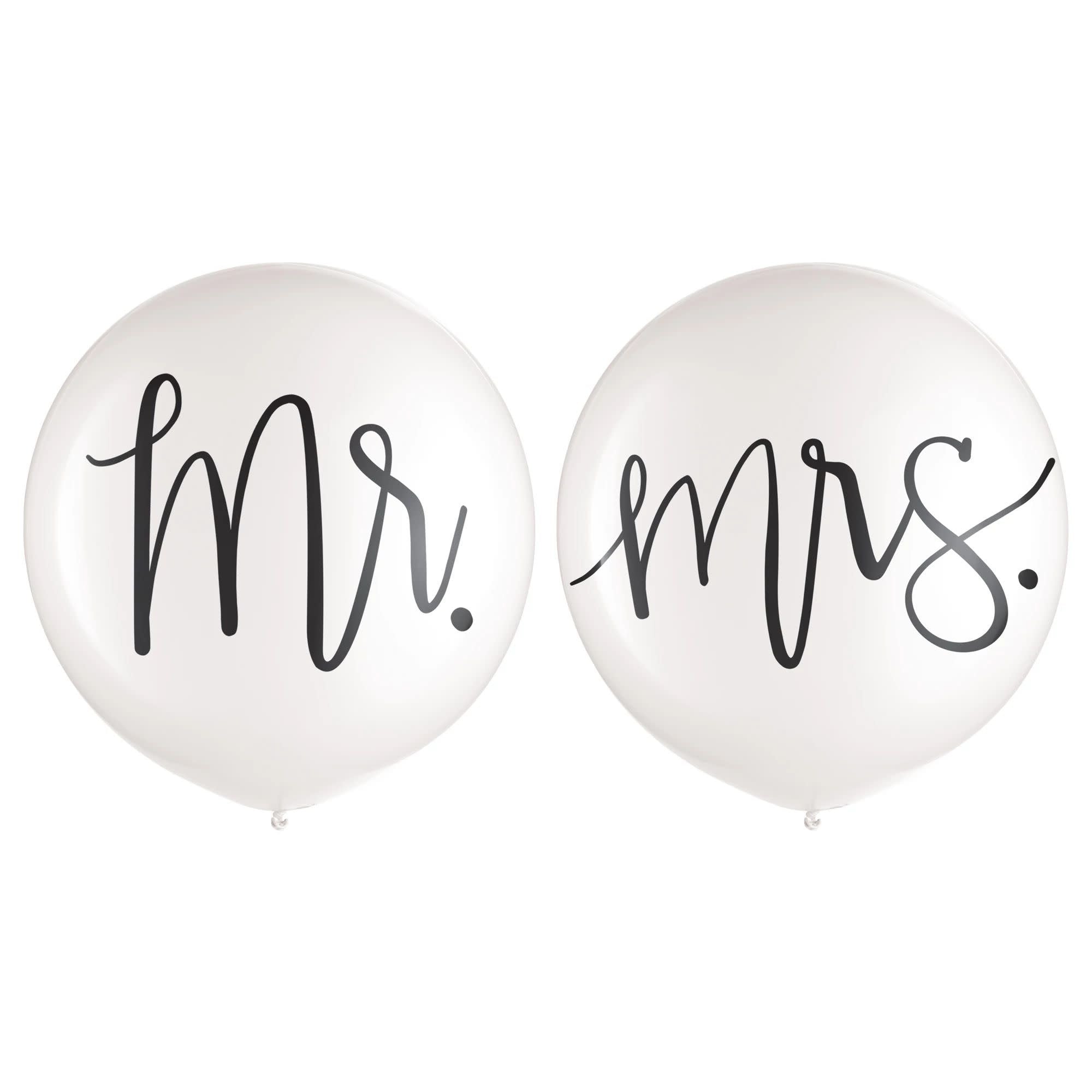 Sac De 2 Ballons 24Po Blanc - Mr & Mrs Party Shop