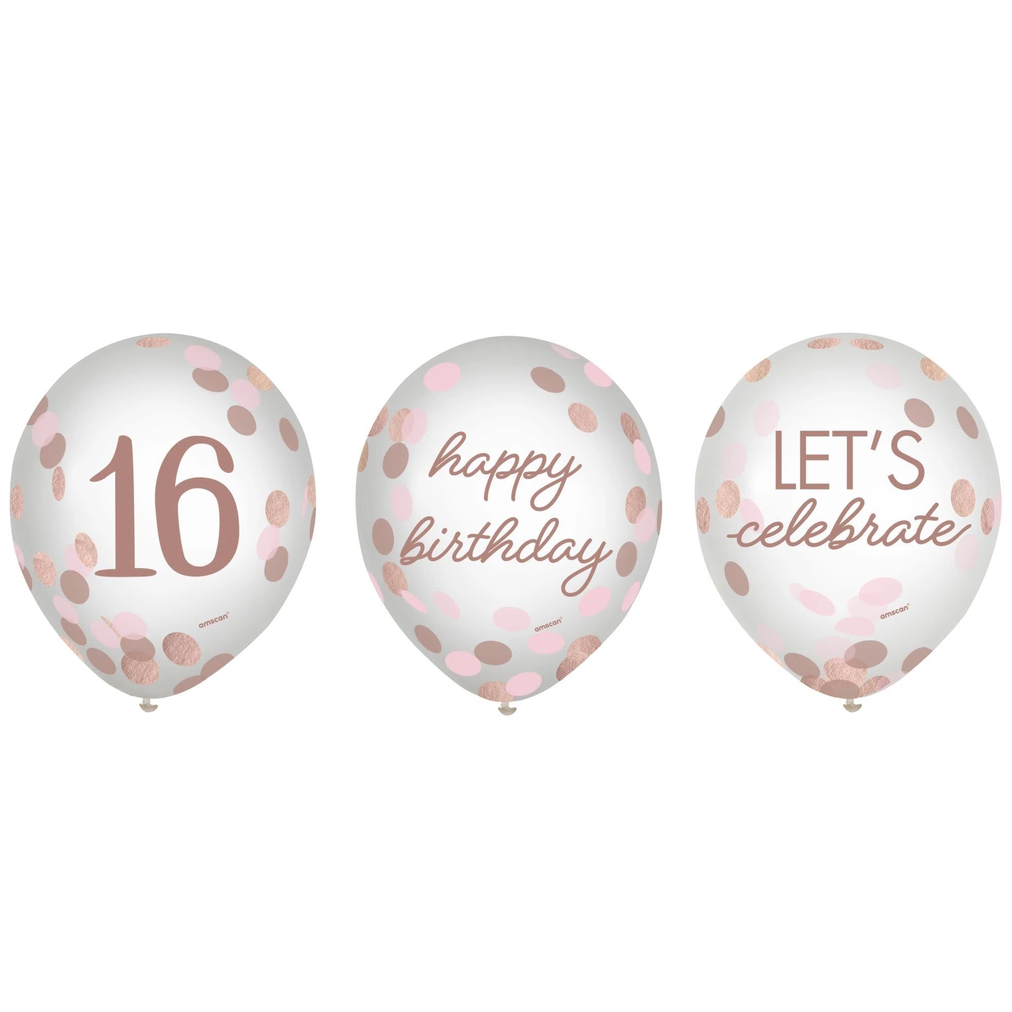 Sac De 6 Ballon Latex 12'' - Sweet 16 Confetti Party Shop