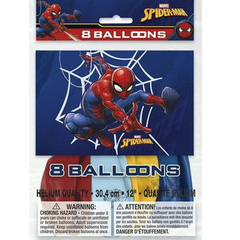 Sac De 8 Ballons 12Po - Spider - Man Party Shop