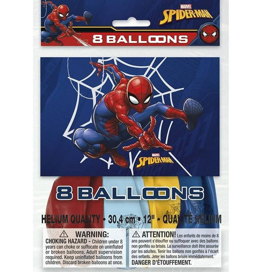Unique - Sac De 8 Ballons 12Po - Spider-Man - Party Shop