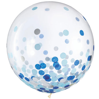Sac De Ballon Confetti (2) ''24Po'' - Argent Et Bleu Party Shop