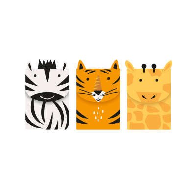 Sacs À Cadeaux En Carton (3Pc) - Animaux De La Jungle Party Shop