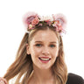 KBW Global - Serre Tête - Oreilles d'ours et fleurs Rose - Party Shop
