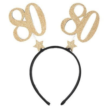 Santex - Serre Tête Pailleté Or 80 Ans - Party Shop