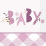 Unique - Serviettes À Cocktail (16) - Éléphant Rose Floral (Baby) - Party Shop