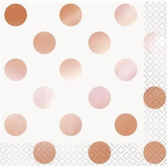 Serviettes A Cocktail (16) - Rose Gold A Pois Party Shop