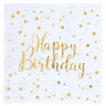 Santex - Serviettes À Cocktail (20) - Happy Birthday Blanc / Or - Party Shop