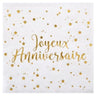 Santex - Serviettes A Cocktail Joyeux Anniversaires Blanc et Or (20) - Party Shop