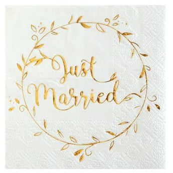 Serviettes A Cocktail Just Married Or (20) Party Shop