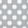 Unique - Serviettes À Cocktail - Pois Blanc Et Argent (16) - Party Shop