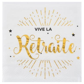 Serviettes A Cocktail Vive La Retraite Blanc (20) Party Shop